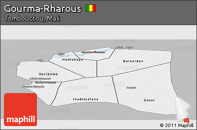 Gray Panoramic Map of Gourma-Rharous, single color outside