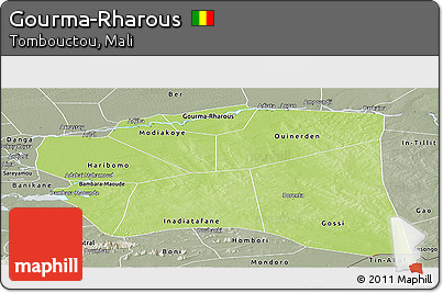Physical Panoramic Map of Gourma-Rharous, semi-desaturated