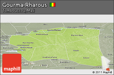 Physical Panoramic Map of Gourma-Rharous, semi-desaturated