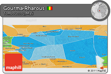 Political Shades Panoramic Map of Gourma-Rharous