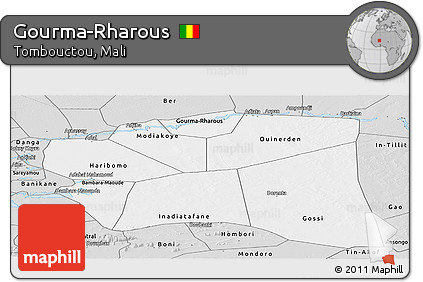 Silver Style Panoramic Map of Gourma-Rharous