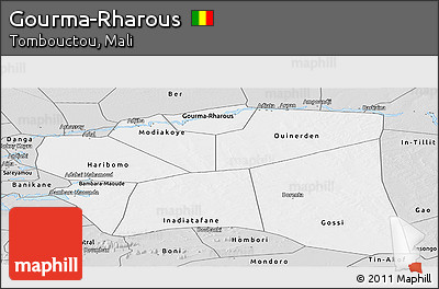 Silver Style Panoramic Map of Gourma-Rharous
