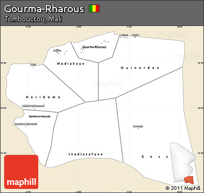 Classic Style Simple Map of Gourma-Rharous, single color outside