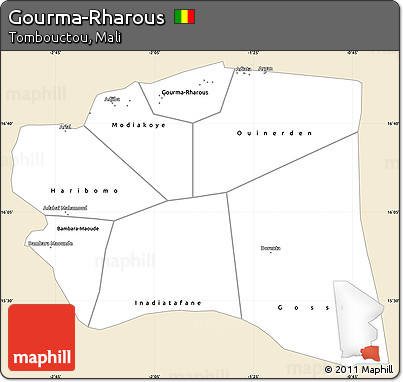 Classic Style Simple Map of Gourma-Rharous, single color outside