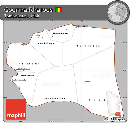 Gray Simple Map of Gourma-Rharous, cropped outside