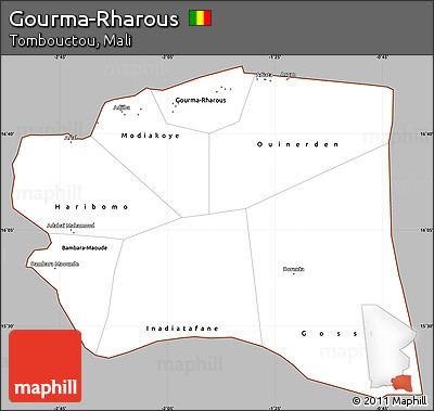 Gray Simple Map of Gourma-Rharous, cropped outside