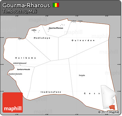 Gray Simple Map of Gourma-Rharous, cropped outside