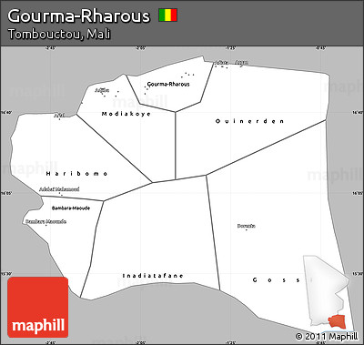 Gray Simple Map of Gourma-Rharous, single color outside