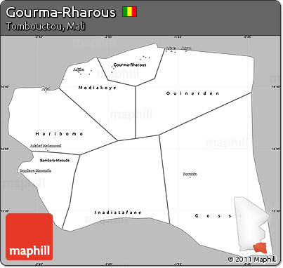 Gray Simple Map of Gourma-Rharous, single color outside