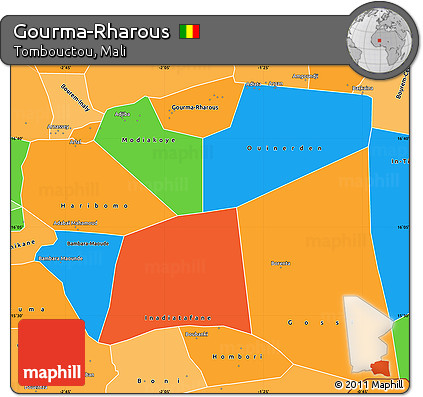 Political Simple Map of Gourma-Rharous, political shades outside