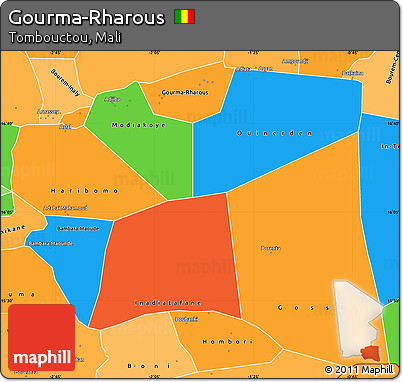 Political Simple Map of Gourma-Rharous, political shades outside