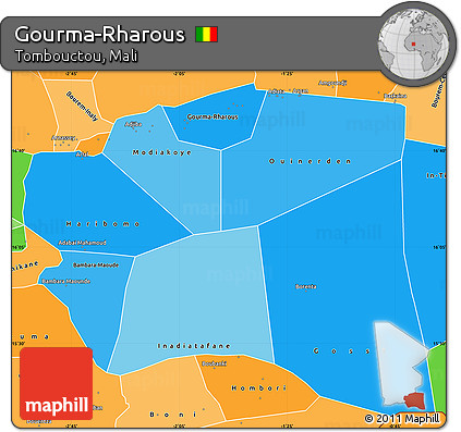 Political Shades Simple Map of Gourma-Rharous