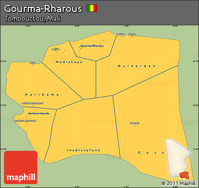 Savanna Style Simple Map of Gourma-Rharous, single color outside