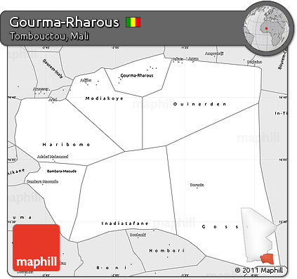 Silver Style Simple Map of Gourma-Rharous