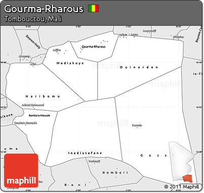 Silver Style Simple Map of Gourma-Rharous