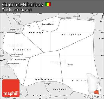 Silver Style Simple Map of Gourma-Rharous