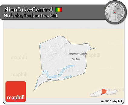 Classic Style 3D Map of Nianfuke-Central, single color outside