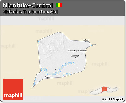 Classic Style 3D Map of Nianfuke-Central, single color outside