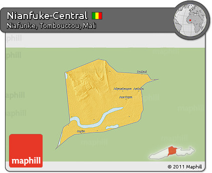 Savanna Style 3D Map of Nianfuke-Central, single color outside