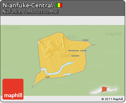 Savanna Style 3D Map of Nianfuke-Central, single color outside