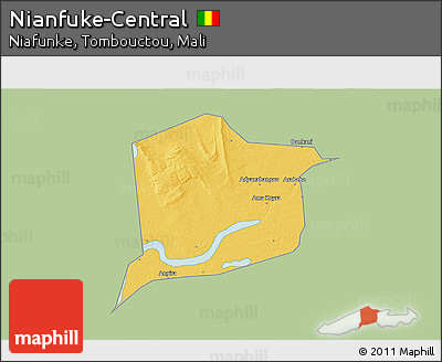 Savanna Style 3D Map of Nianfuke-Central, single color outside