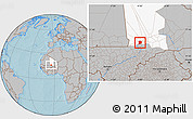 Gray Location Map of Nianfuke-Central, highlighted grandparent region, hill shading