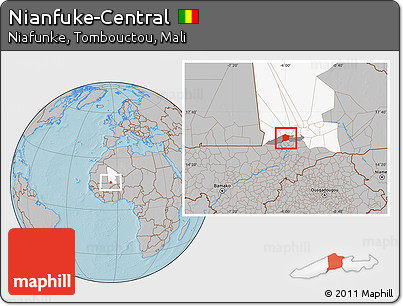 Gray Location Map of Nianfuke-Central, highlighted parent region, highlighted grandparent region, hill shading