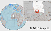 Gray Location Map of Nianfuke-Central, highlighted parent region, highlighted grandparent region, hill shading