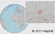 Gray Location Map of Nianfuke-Central, hill shading