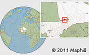 Savanna Style Location Map of Nianfuke-Central, highlighted country, highlighted parent region, hill shading