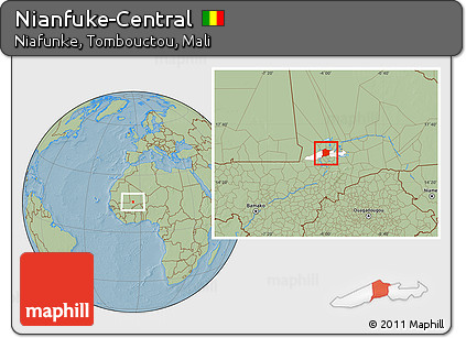 Savanna Style Location Map of Nianfuke-Central, highlighted parent region, hill shading