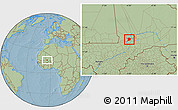 Savanna Style Location Map of Nianfuke-Central, hill shading