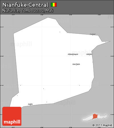 Gray Simple Map of Nianfuke-Central, single color outside