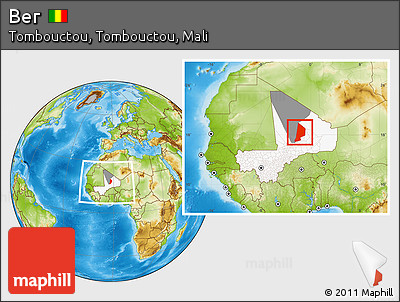 Physical Location Map of Ber, highlighted country, highlighted parent region, within the entire country
