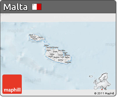 Gray 3D Map of Malta