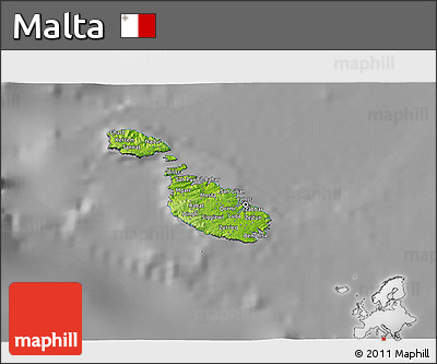 Physical 3D Map of Malta, darken, desaturated