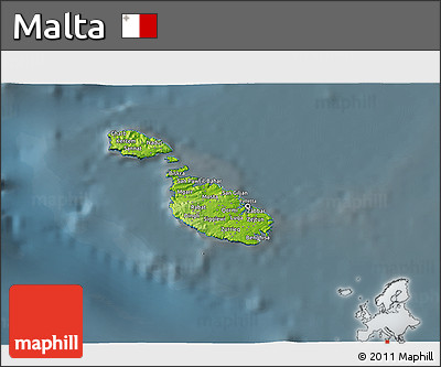 Physical 3D Map of Malta, darken