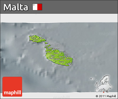 Physical 3D Map of Malta, darken, semi-desaturated