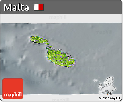 Physical 3D Map of Malta, darken, semi-desaturated