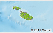 Physical 3D Map of Malta, darken, semi-desaturated, land only