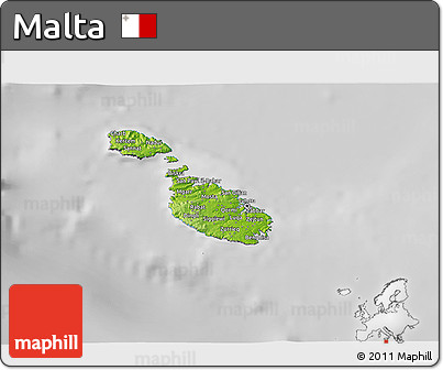 Physical 3D Map of Malta, desaturated