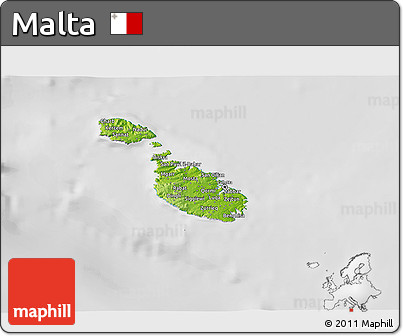 Physical 3D Map of Malta, lighten, desaturated