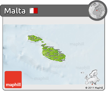 Physical 3D Map of Malta, lighten