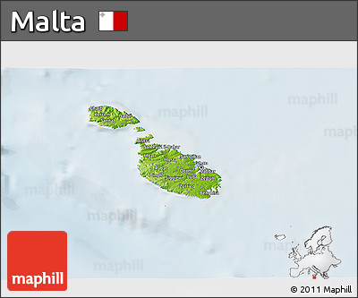 Physical 3D Map of Malta, lighten
