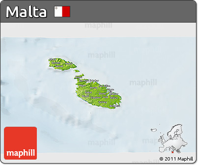 Physical 3D Map of Malta, lighten
