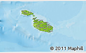 Physical 3D Map of Malta, political shades outside