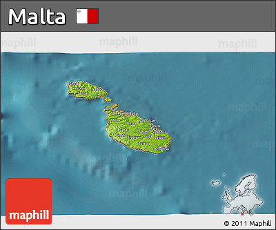 Physical 3D Map of Malta, satellite outside