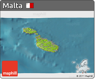 Physical 3D Map of Malta, satellite outside