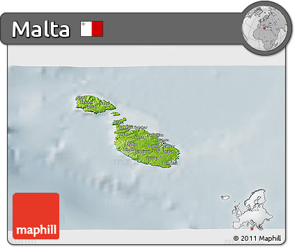 Physical 3D Map of Malta, semi-desaturated
