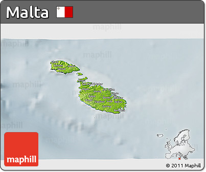 Physical 3D Map of Malta, semi-desaturated